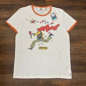 peter max special edition wrangler size XL ringer tee white orange DIRT SMUDGES